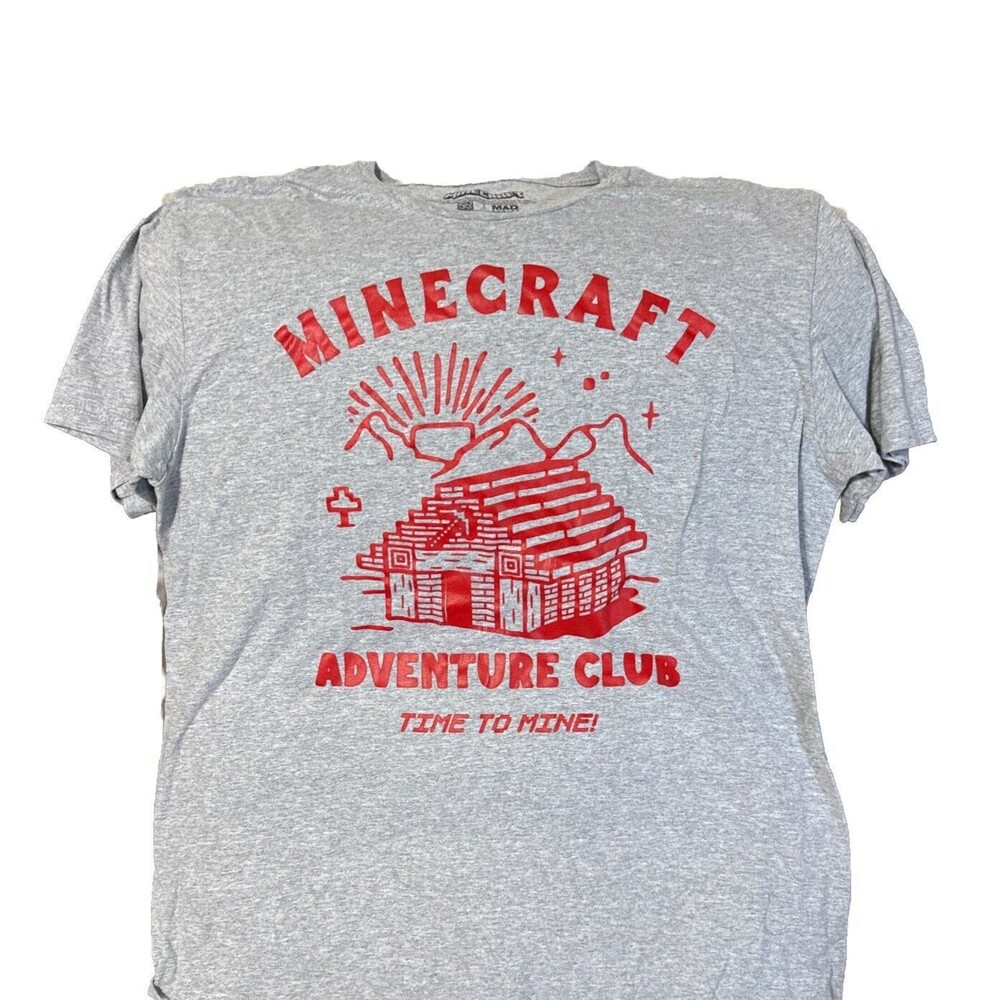 Official MINECRAFT Adventure Club T Shirt Gray Adult Large